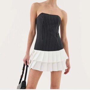 Black Pinstripe Corset Mini NWOT